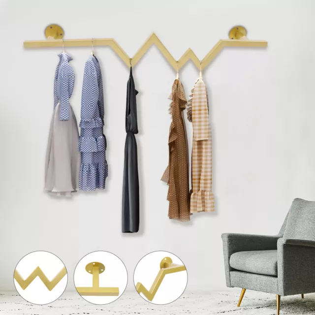 Clothing Display Rack Metal Clothes Wall Mounted Garment Hanging Display Rack