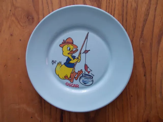 OSCAR le petit Canard MAT assiette parfait état en mélamine version bleue 1960