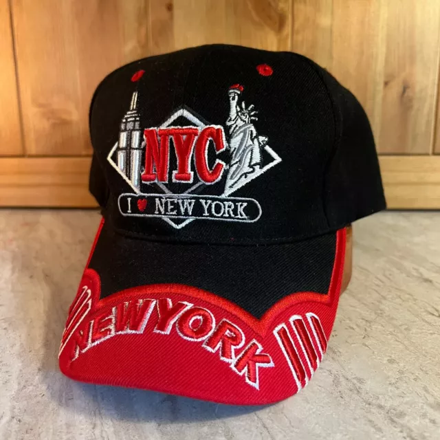 VINTAGE I LOVE HEART NYC Hat Ball Trucker Cap New York City Embroider Black RedB