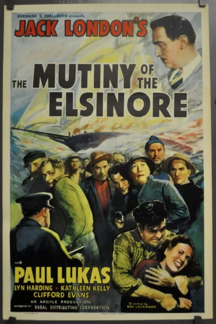 Mutiny Of The Elsinore 1937 Orig 27X41 Rolled Paul Lukas Lyn Harding Jack London