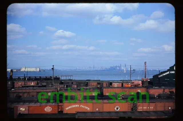 Original Slide, B&O Baltimore & Ohio Yard Scene Pier in Staten Island NYC, 1951