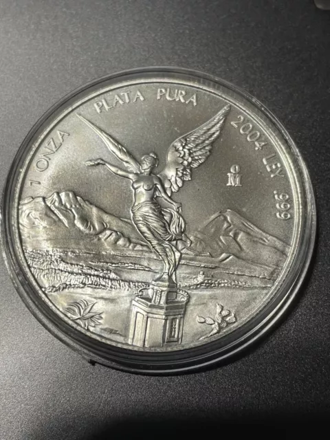 2004 Libertad - 1 Onza Plata Pura - Mexican .999 1 oz Silver Coin in capsule