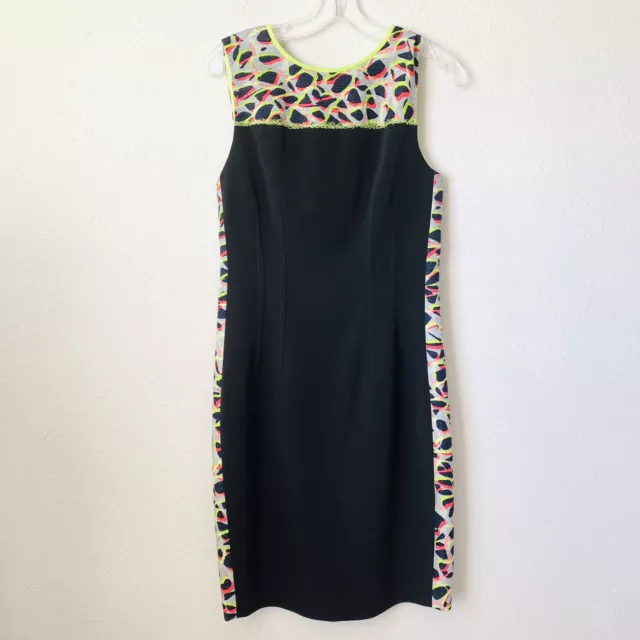 Elie Tahari Emory Neon Back Panel Printed Color Block Cocktail Dress Sz 6 B-LB