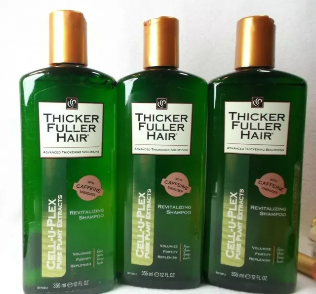 3 Thicker Fuller Hair Cell-U-Plex Pure Plant Extracts Revitalizing Shampoo 12oz