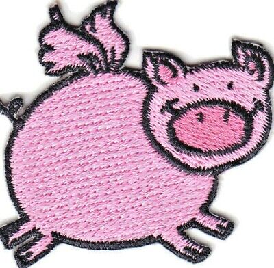 PINK PIG FLYING Iron On Patch Pigs Piggy