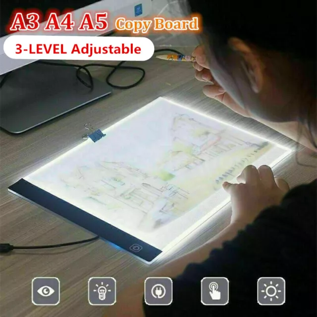 Large A4 19 LED Artist Stencil Board Drawing Tracing Light Box Pad w/Paint  Kit