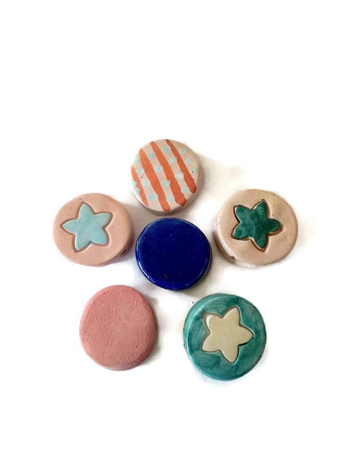 6Pc Assorted Large Ceramic Beads For Macrame Jewelry Making 2 mm hole Coin Beads 3