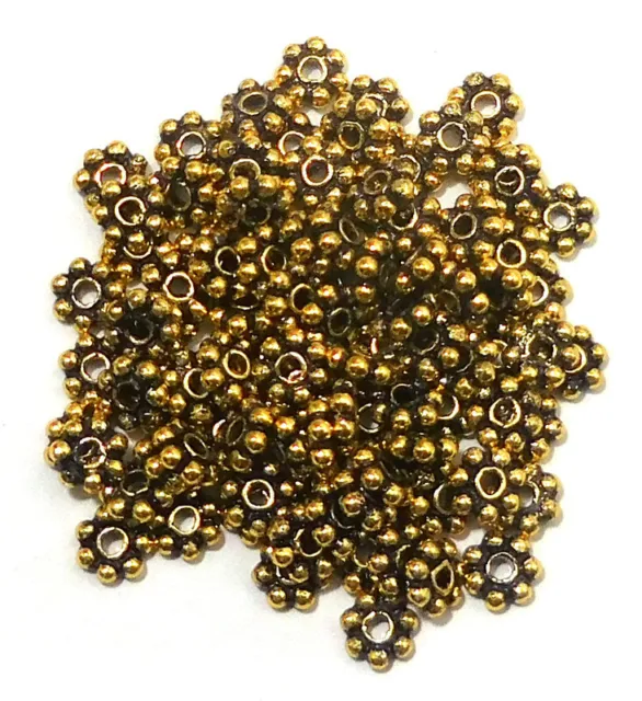 110 Pcs 7Mm Bali Flower Daisy Spacer Beads Antique Gold Plated