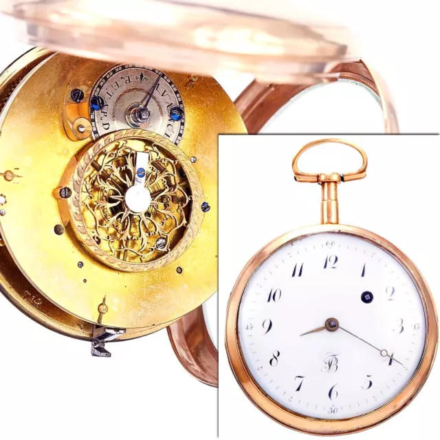 Ancien 18K or Rose Suisse Verge Fusee Poche Montre CA1780s