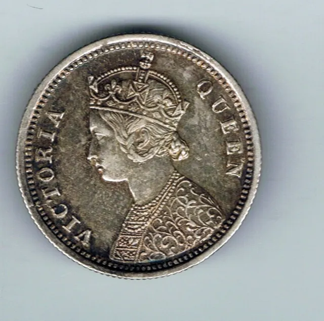 1862 India One Quarter 1/4 Rupee silver coin : 2.9g
