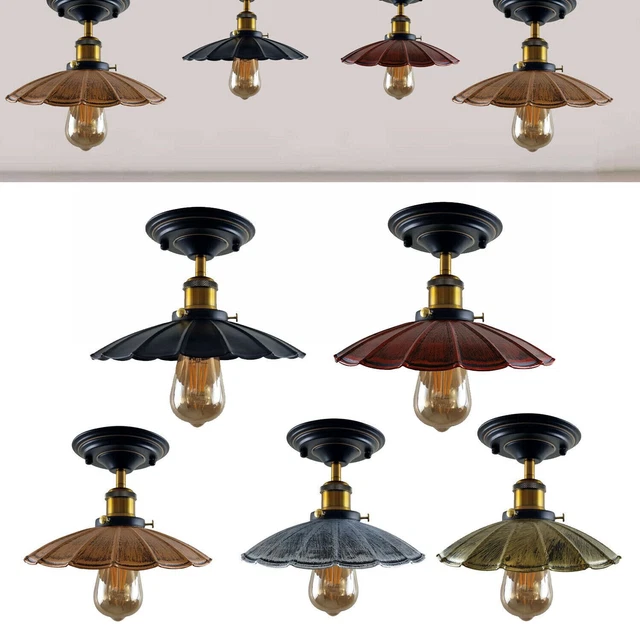 Vintage Retro Industrielle Unterputzhalterung Lampenschirm Licht Deckenkronleuchter Lampe UK
