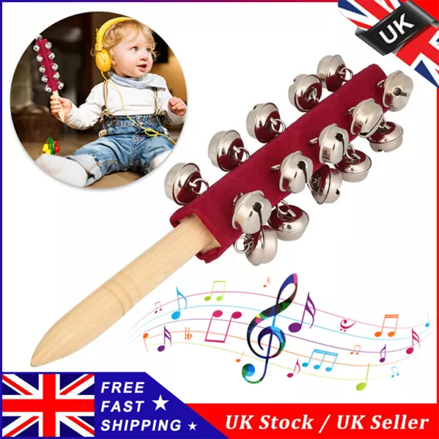 Sleigh Bells Stick Hand Held with 21 Metal Jingles Ball Percussion Musical Toys