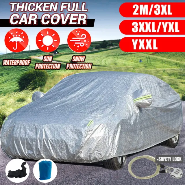 4 Layer Large Car Cover Waterproof Aluminum UV Dust Hail Resitant Universal Size