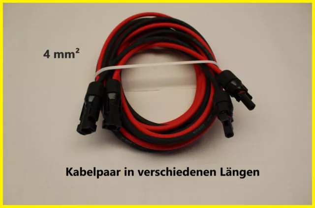 Solarkabel Verlängerungskabel rot schwarz 2x4mm² mm2 mit  Stecker PV 0%* / 19%