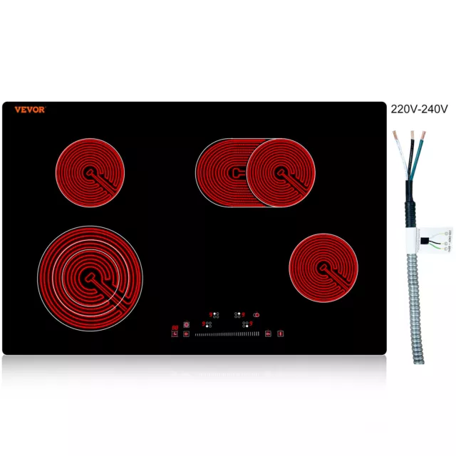 VEVOR 30in Electric Cooktop 4 Burners Ceramic Glass Stove Top Touch Control