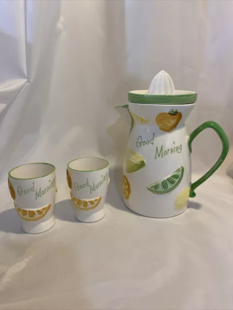 VTG 1961 Napcoware Good Morning Citrus Juice Pitcher W/Reamer 2 Cups C-5352