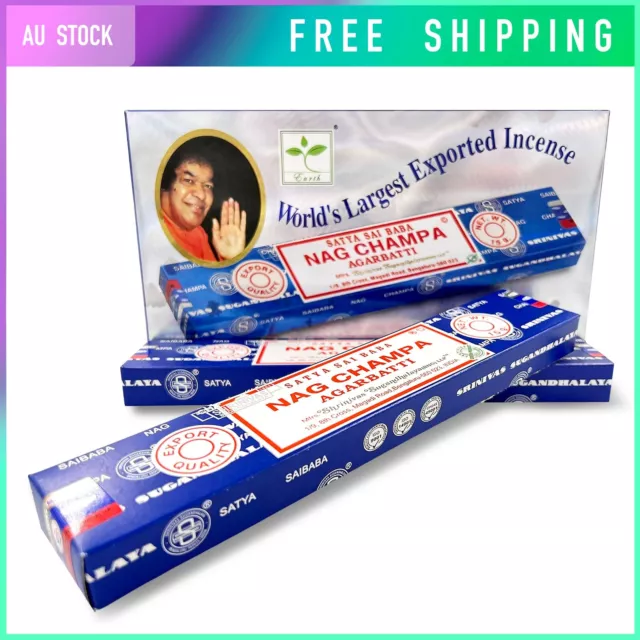 12pk Nag Champa Satya Sai Baba Incense Sticks Agarbatti Home Bulk Box Authentic