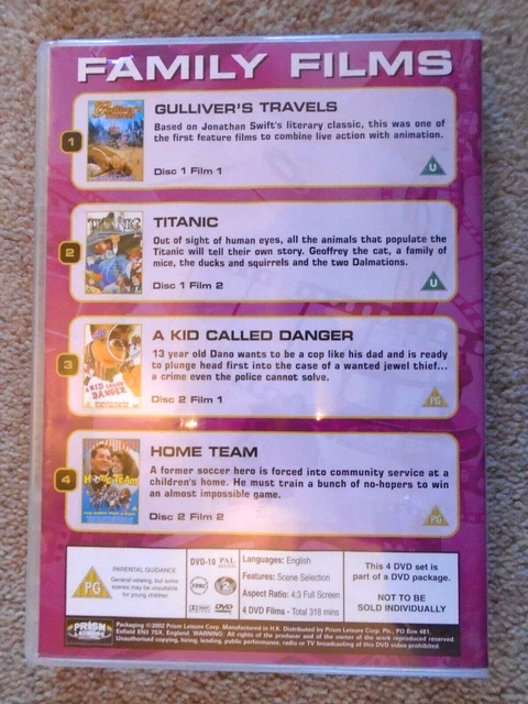 GULLIVERS TRAVELS / Titanic/Home Team/A Kid Called Danger (DVD, 2002 ...
