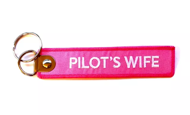 PILOTS WIFE PINK  Remove Before Flight Canvas Pilot Aviation Keychain/Keyring