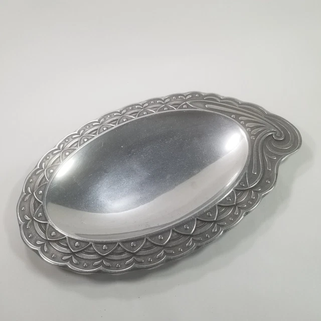 Oval Console Bowl Wide Rim Wilton Armetale Pewter RWP Made USA 14" x 9"