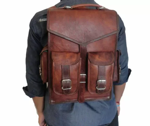 Vintage Genuine Leather New Mens Laptop Backpack Rucksack Messenger Bag Satchel