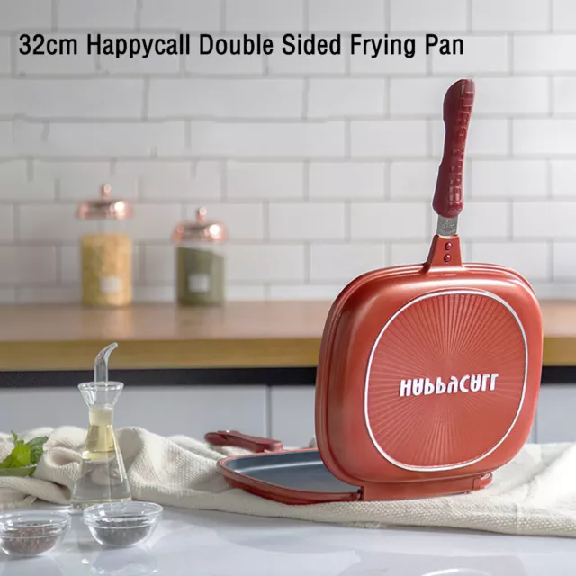 32cm Happycall Double Sided Frying Pan Non Stick Griddle Pressure Grill