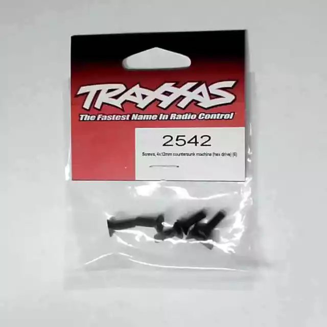 Traxxas Parts: Screws, 4x12mm countersunk machine (hex drive) (6) - Traxxas 2542