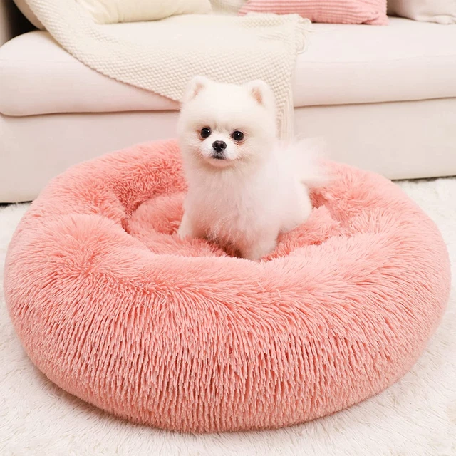 WAYIMPRESS Calming Dog Bed for Small Medium Dogs & Cats, Washable round Plush Pe