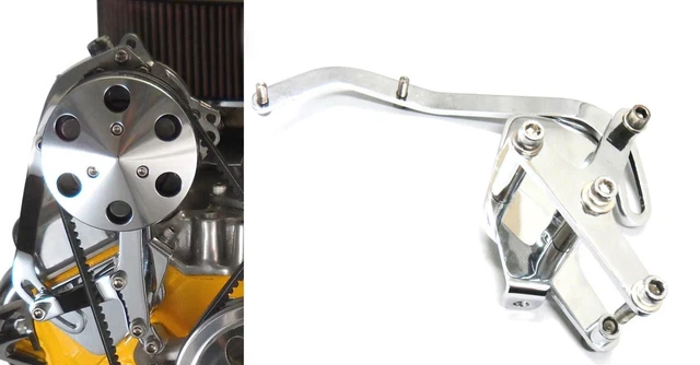 Small Block Chevy Short Water Pump CHROME Air Conditioning Compressor Bracket AC