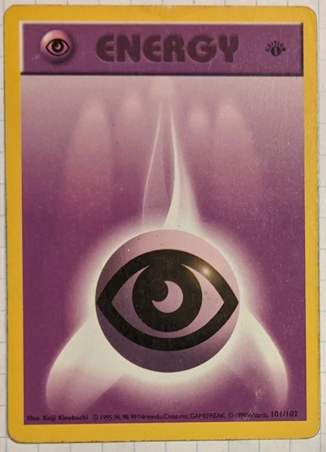 PSYCHIC ENERGY SHADOWLESS 1st Ed. Pokemon Base Set #101 1999