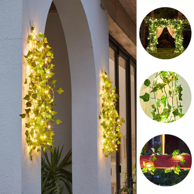 20M Ivy Leaves Solar LED Fairy String Lights Garland Indoor Wedding Decor AU