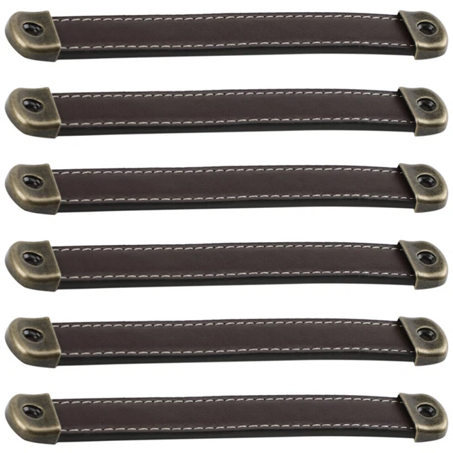 6 Pcs Leather Wardrobe Pulls Cupboard Dressers Closet Leather Drawer Handles