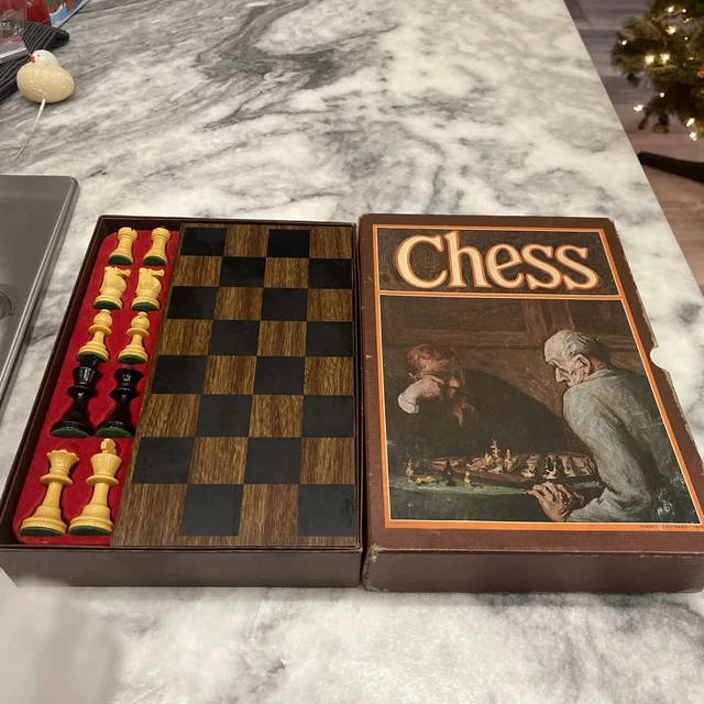 VINTAGE 3M BOOKSHELF Classic Chess Set French Chessmen 1970 Staunton