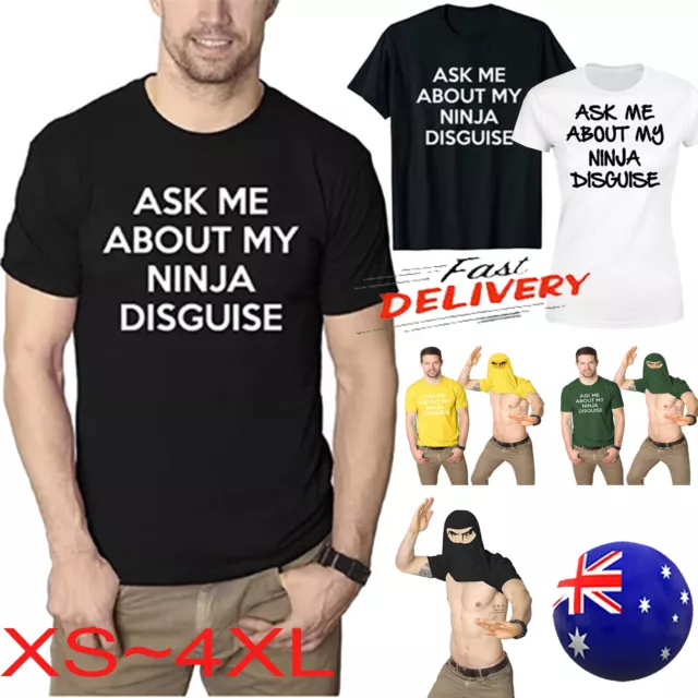 Mens Ask Me About My Ninja Disguise Flip T shirt Costume Graphic Humor Funny D