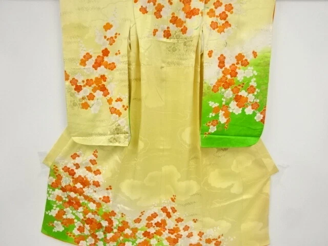 96457# Japanese Kimono / Antique Kimono For Girls / Embroidery / Ume Blossom