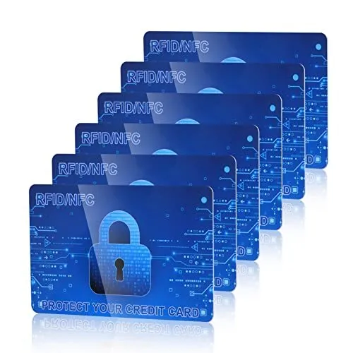 RFID Blocking Cards, 6 Pieces Credit Card Passport Protector NFC Bank Blocker