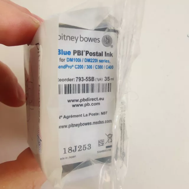 Pitney Bowes DM100i-DM200i Franking Ink Cartridge 100% Genuine-BLUE- 793-5SB NEW