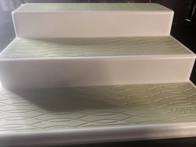 Organizador de gabinete de cocina despensa de especias antideslizante de 3 niveles, 15 pulgadas, blanco/verde