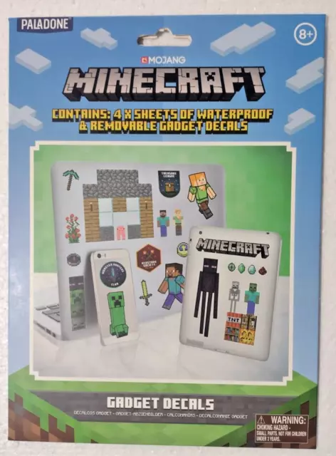 NEW OFFICIAL MINECRAFT Reusable Waterproof Gadget Decal Stickers 4 Sheets  EUR 8,01 - PicClick IT