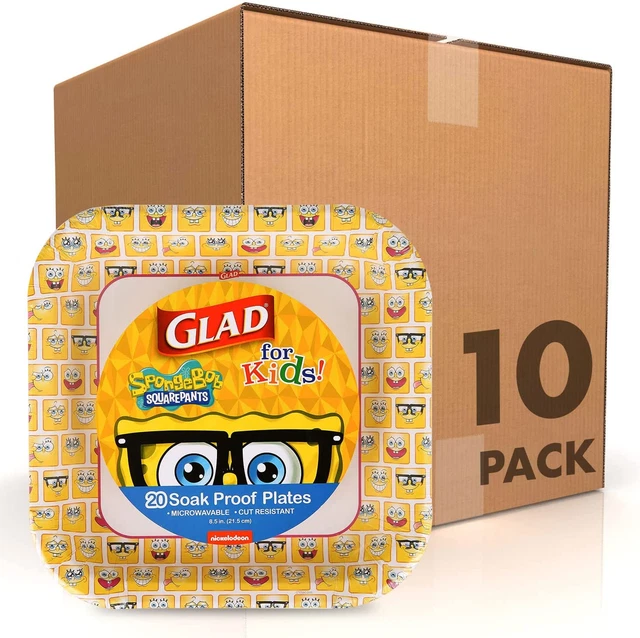 Glad for Kids Spongebob Squarepants Paper Plates, 20 Count, 8.5 Inches-Bubbles S