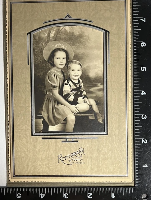 San Antonio TX Rotograph Photograph Sepia Adams Family ID’d Picture Vintage Kids