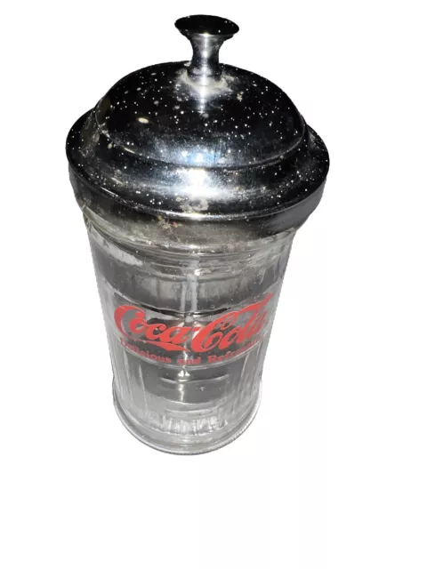 Coca Cola 5 cents Small Glass Straw Dispenser & Metal Top, 6, Holds 4  Straws
