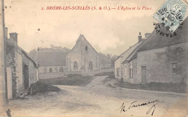 Cpa 91 Briere Les Scelles / L'eglise Et La Place
