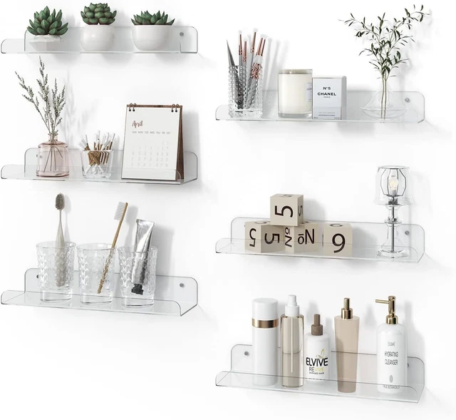 Acrylic Small Shelf Mini Floating Wall Shelf Wall Mounted Storage Shelf For Pic