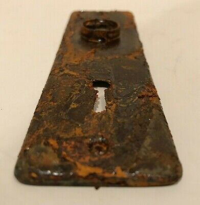 Antique Gold Tone Brass Door Plate Hardware Salvage Home Decor Rusted Patina 2