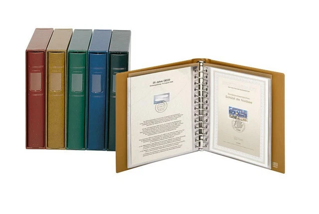 LINDNER CLASSIC Ringbinder mit 20 Hüllen und Kassette in hellbraun NEU (1131-H)