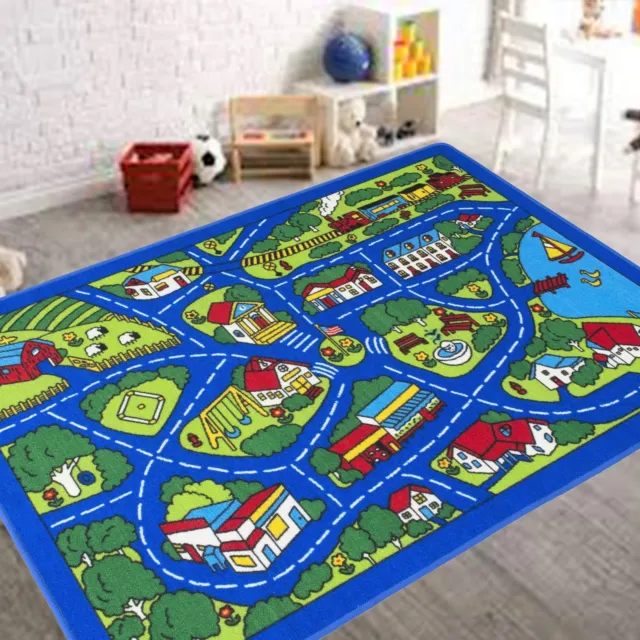 HR Kids Rugs City map Educational Non-Slip Play mat for