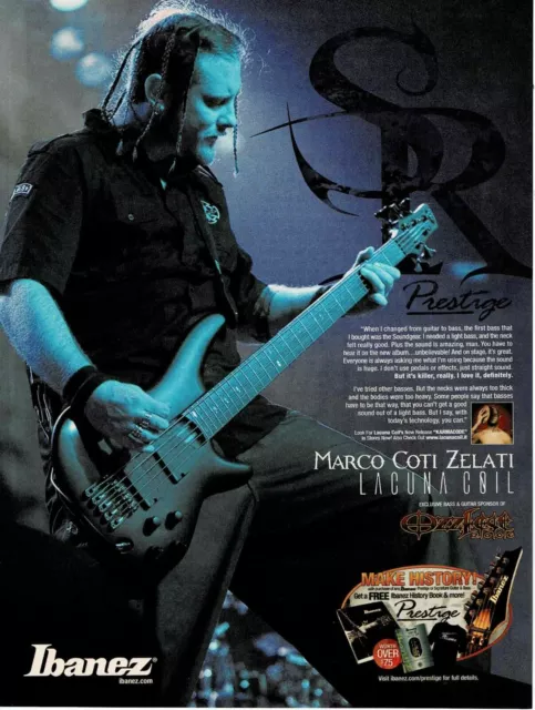 Ibanez Guitars - MARCO COTI ZELATI of LACUNA COIL - 2006 Print Ad
