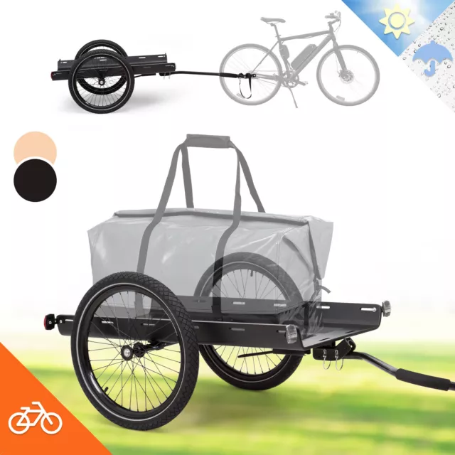 Remolque de carga remolque de bicicleta coche de mano transportador 50L 40 kg 16" ruedas negro