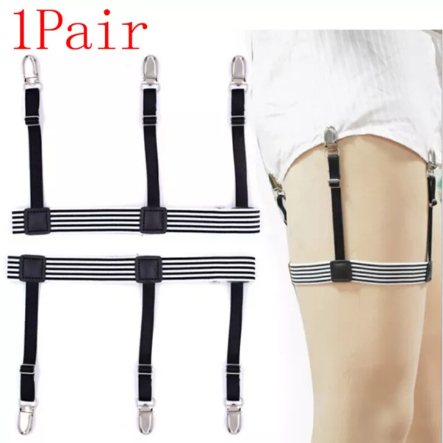 2pcs Mens Elastic AdjUKtable Shirt Stays Garters Leg SUKpenders Holders Shirt-xd